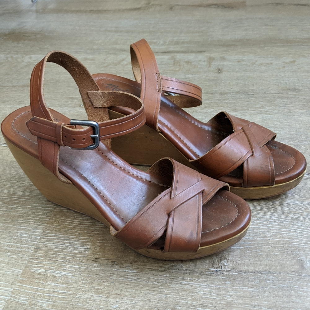 Madewell Wylie Leather Wedge Sandals Sz 8.5